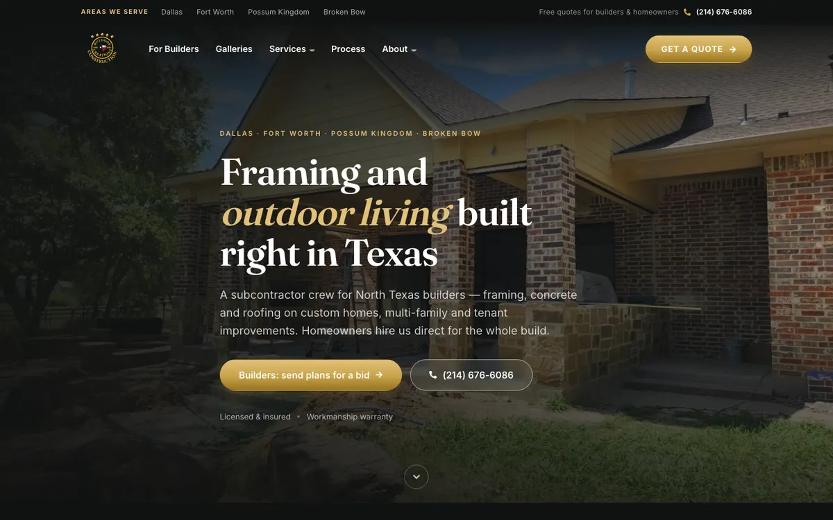 Home page of Outdoor Construction Creations's website