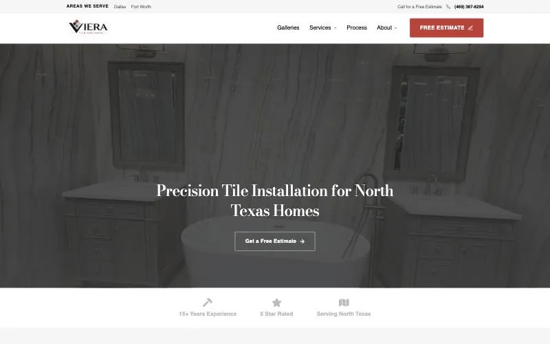 Home page of Viera Tile & More's website